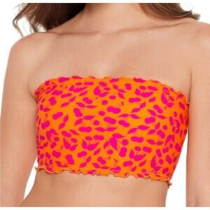 Salt + Cove Tangerine Cherry on Top Printed Smocked Bikini Swim Top Medium